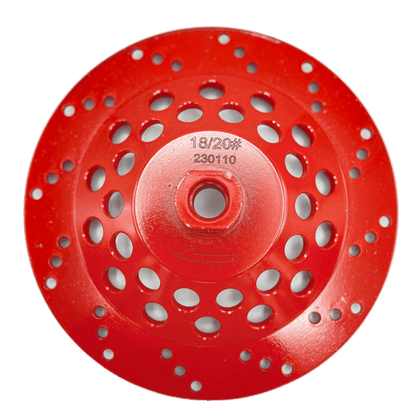 (Bulk Pack) 7" Premium Red Teardrop 18/20-Grit Super Aggressor™ Cup Grinding Wheel for Concrete - Diamond Blade Supply