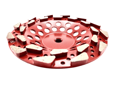 (Bulk Pack) 7" Premium Red Teardrop 18/20-Grit Super Aggressor™ Cup Grinding Wheel for Concrete - Diamond Blade Supply